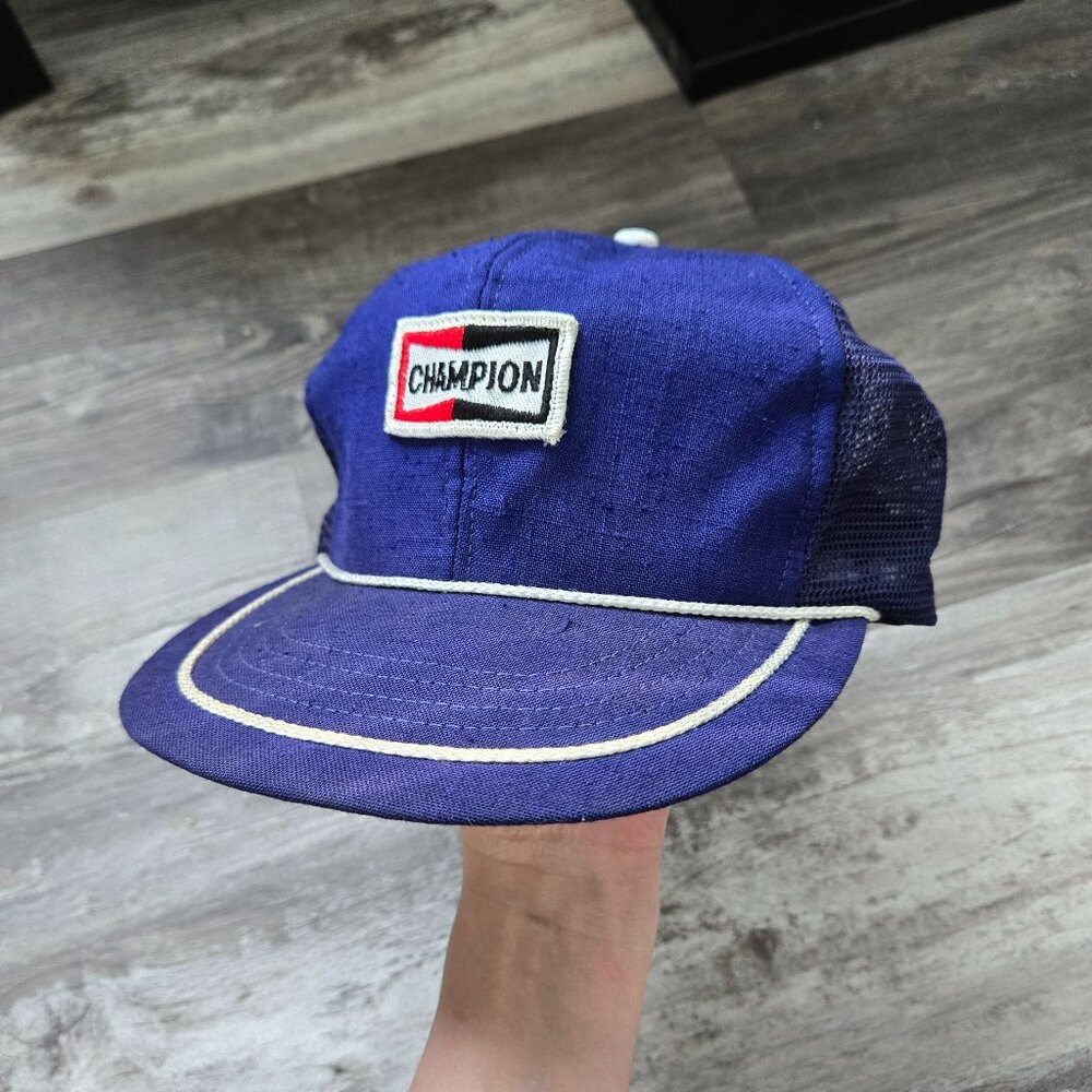 y2k Vintage 90s Champion Vintage Mens Hat Navy Blue